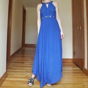 Blue semi-formal embellished maxi dress